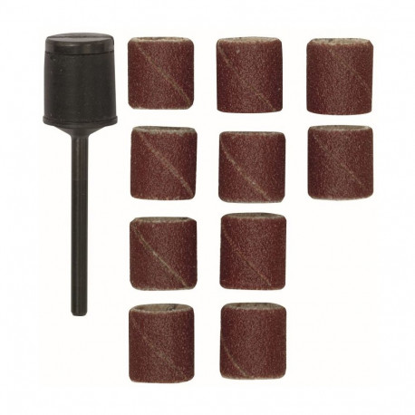 Proxxon sanding sleeves set – 10 pieces 14 mm diameter, 120 grit, with mounting mandrel for rotary t