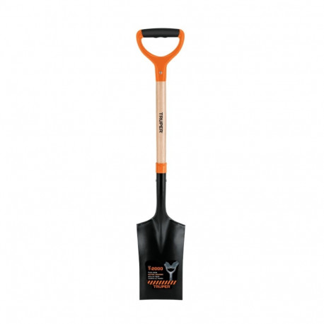 Truper trenching spade with wooden shaft and wide D-grip handle, 106cm