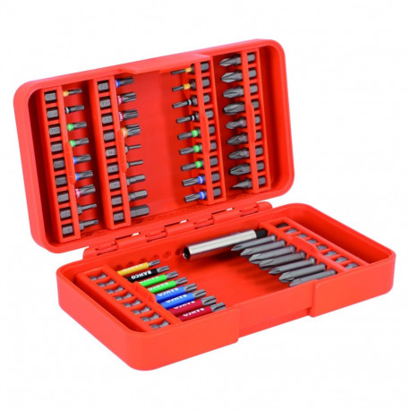 Bit set 1/4" 54 pcs colour coded,PH,PH2G,PZ,SL,Hex,TORX,