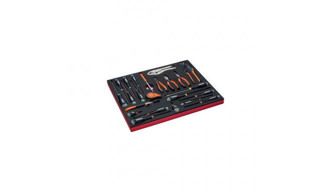 Tool set 23pcs (screwdrivers, pliers, measuring tape, magnetic pick-up tool) in foam