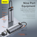 BASEUS HUB 9in1 Type C to 3x USB3.0 / HDMI / Typ C PD / RJ45 / microSD/SD / VGA CAHUB-CU0G