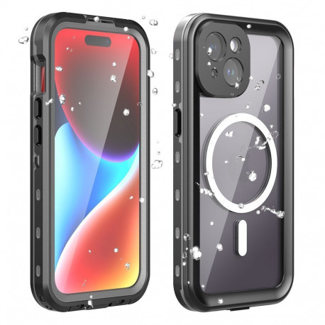 Case for iPhone 15 Shellbox DOT waterproof MagSafe compatible black