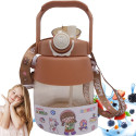 Water bottle / bottle with straw and leash for children 1L RC-K-189 brown