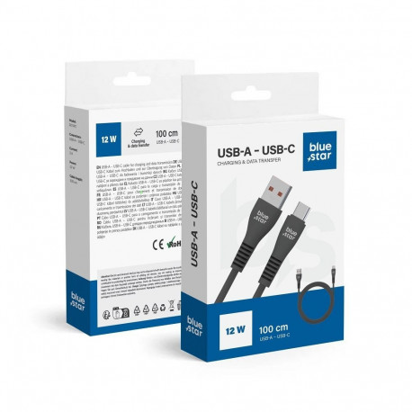 Cable USB A do USB C Blue Star 2A 12W 1 m DC99C black