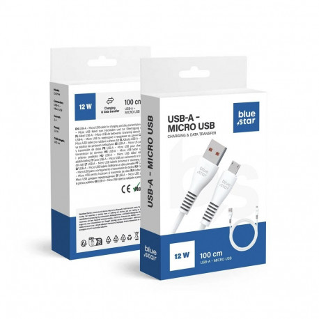 Cable USB A to Micro USB Blue Star 2A 1 m DC99M white