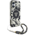 GUESS case for IPHONE 16 compatible with MagSafe GUHMP16SHPCTPLSK (IML Palm Trees Triangle W/ Pearl 