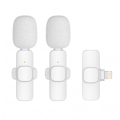 Wireless lavalier microphone Lightning double (2 in set) K1 white