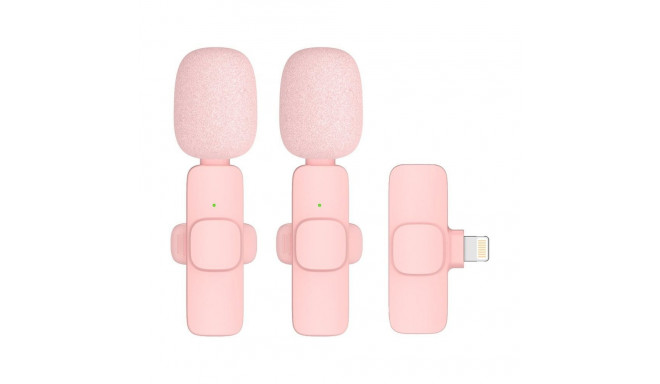 Wireless lavalier microphone Lightning double (2 in set) K1 pink
