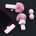Wireless lavalier microphone Type C double with long hair (2 in set) K1 pink