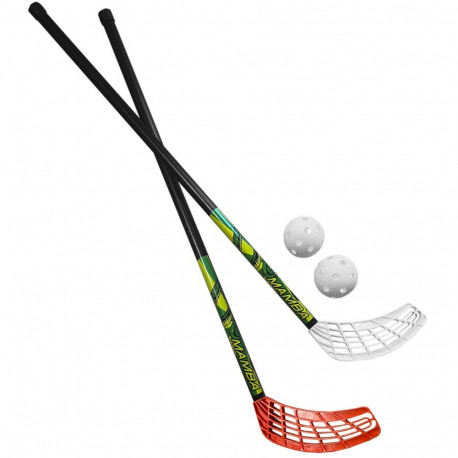 Azetx saalihoki komplekt Mamba Junior 2 HDPE sirget keppi ilma gripita 87cm + 2 Optimus palli