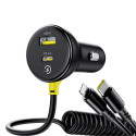 Baseus car charger USB-C - USB-C 60W black with USB-C - Lightning cable