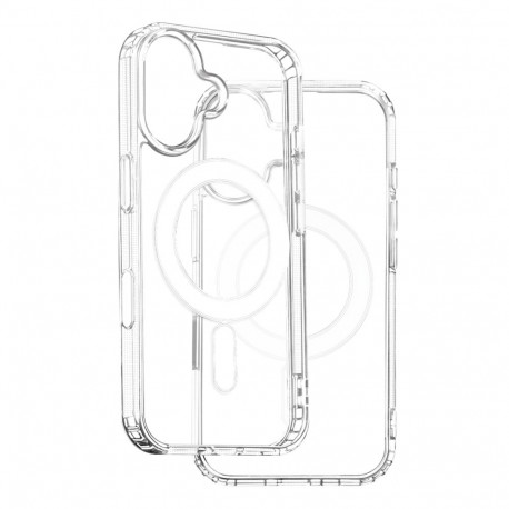 Anti Shock 1,5 mm Mag case for iPhone 16 6,1" transparent big hole + button