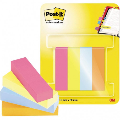 Post-it® Notes Markers, Poptimistic Colour Collection, 15 mm x 50 mm, 50 Sheets/Pad, 4 Pads/Pack, 10