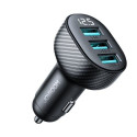 Joyroom Car Charger with Digital Display, U+U+U, 17W, Black (JR-CCD03)