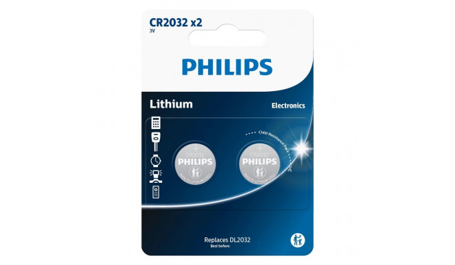 1x2 Philips liitium 3.0V CR2032 nööpelement