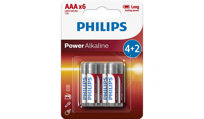 1x6 Philips Power Alkaline AAA patarei sooduspakk