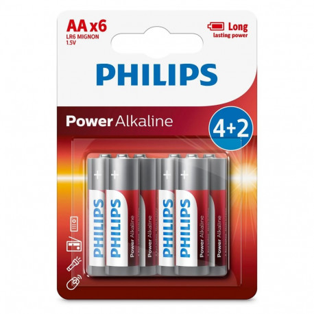 1x6 Philips Power Alkaline AA patarei sooduspakk