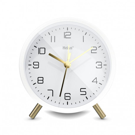 Mebus 56973 white quartz alarm clock