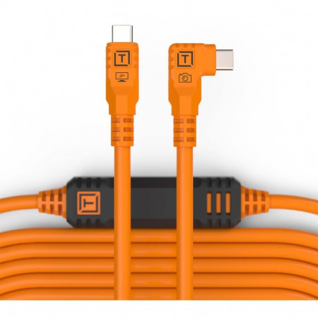 Tether Tools kaabel USB-C–USB-C nurkühendusega 9.4m, oranž