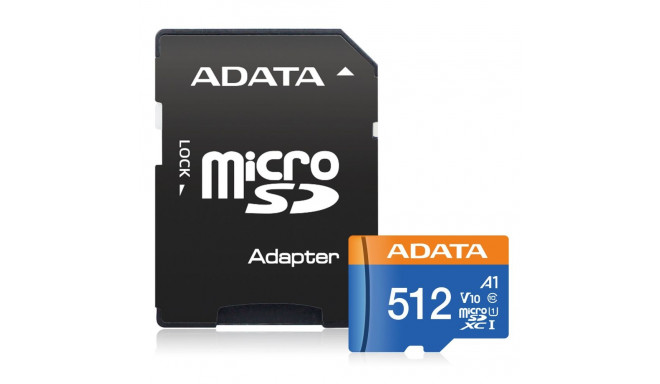 ADATA microSDHC kaart 512GB UHS-I CL10 100/20 MB/s koos 1 adapteriga