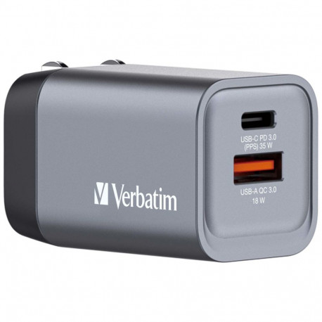Verbatim GNC-35 GaN laadija 34W 1xUSB-C PD, 1xUSB-A QC 3.0 32200