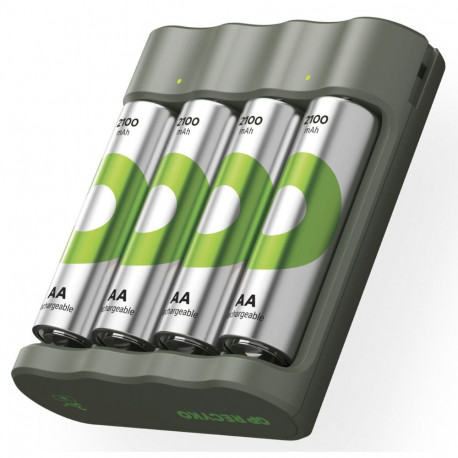 GP ReCyko B441 4-portiline USB-mudel laadija koos 4xAA NiMh 2100mAh