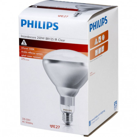 Philips infrapuna lamp BR125 IR 250W E27 230-250V CL
