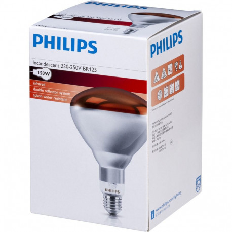 Philips infrapuna lamp BR125 IR 150W E27 230-250V punane