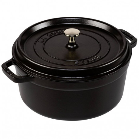 Staub ümmargune cocotte, 26cm malm, must