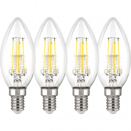 Philips LED lamp E14 4-pack 40W 2700K filament küünal