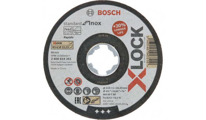 Bosch X-LOCK cutting disk 115x1,0 Std f INOX
