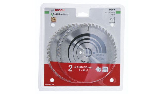 Bosch 2x Optiline Wood 190x30x2.6/1.6x48T puidule