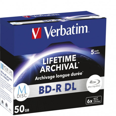 1x5 Verbatim M-Disc BD-R Blu-Ray 50GB 6x kiirus, Jewel Case
