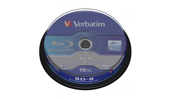 1x10 Verbatim BD-R Blu-Ray 25GB 6x Speed, white blue Cakebox