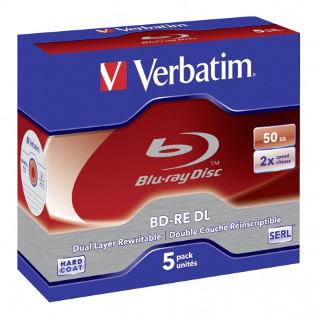 1x5 Verbatim BD-RE Blu-Ray 50GB 2x kiirus, valge-sinine pind JC