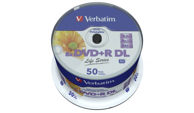 1x50 Verbatim DVD+R DL wide pr. 8x Speed, 8,5GB Life Series