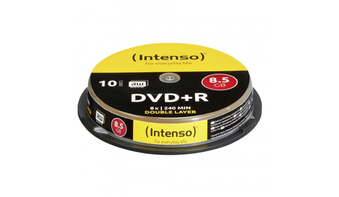 1x10 Intenso DVD+R 8,5GB 8x kiirus, kahekihiline cakebox
