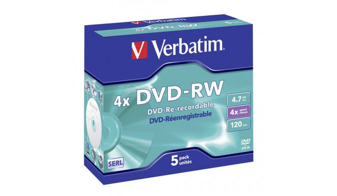 1x5 Verbatim DVD-RW 4,7GB 4x Speed, Jewel Case