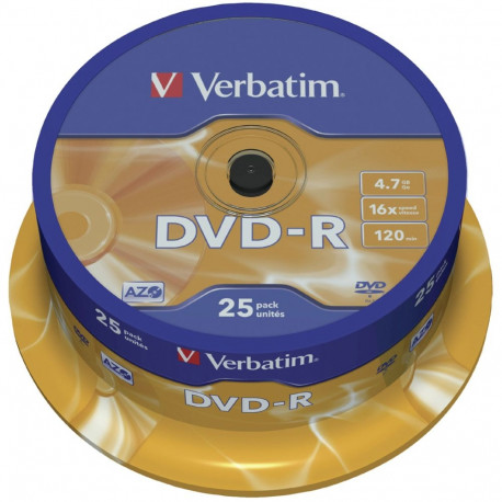1x25 Verbatim DVD-R 4,7GB 16x kiirus, matt hõbedane
