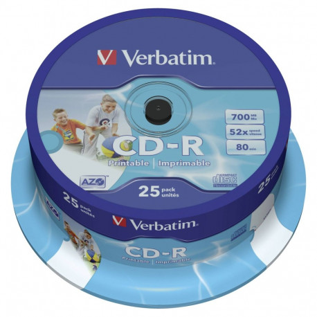 1x25 Verbatim CD-R 80 / 700MB 52x kiirus, Data Life plus prinditav
