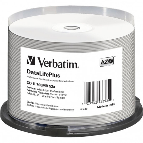 1x50 Verbatim CD-R 80 / 700MB 52x valge lai prinditav NON-ID
