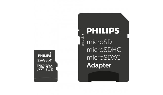 Philips MicroSDXC kaart 256GB Class 10 UHS-I U1 koos adapteriga