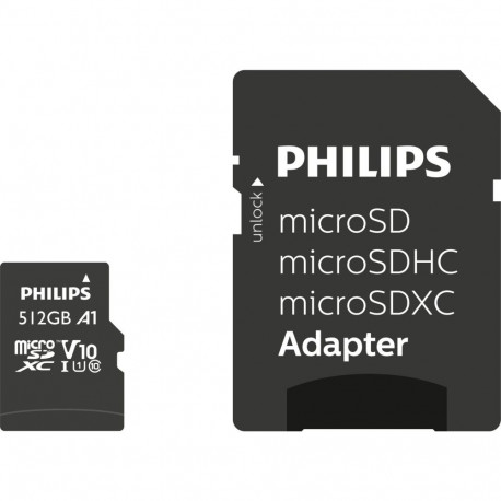 Philips MicroSDXC Card     512GB Class 10 UHS-I U1 incl. Adapter