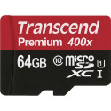 Transcend microSDXC 64GB Class 10 UHS-I U1 400x + SD Adapter