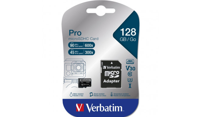 Verbatim microSDXC Pro 128GB Class 10 UHS-I koos adapteriga