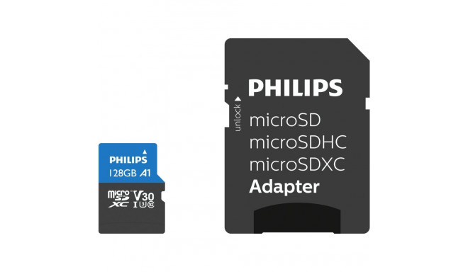 Philips MicroSDXC kaart 128GB Class 10 UHS-I U3 koos adapteriga