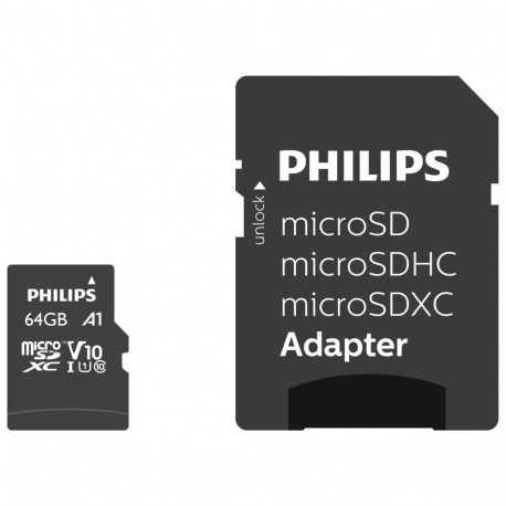 Philips MicroSDXC Card      64GB Class 10 UHS-I U1 incl. Adapter