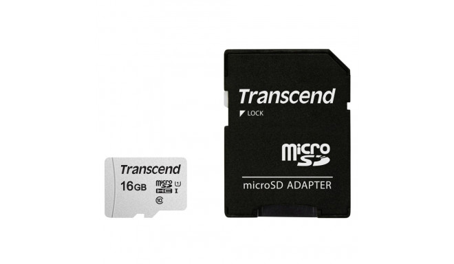 Transcend microSDHC 300S-A 16GB Class 10 UHS-I U1 adapteriga
