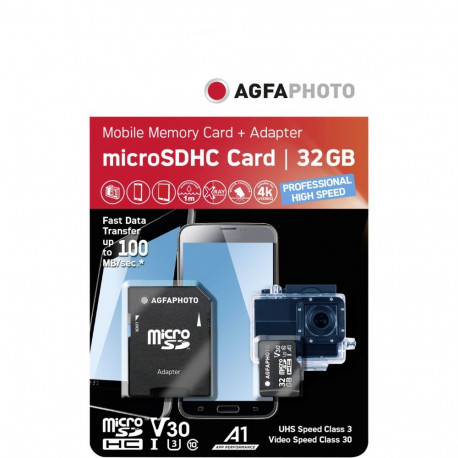 AgfaPhoto MicroSDHC UHS I 32GB prof. suure kiirusega U3 V30 A1