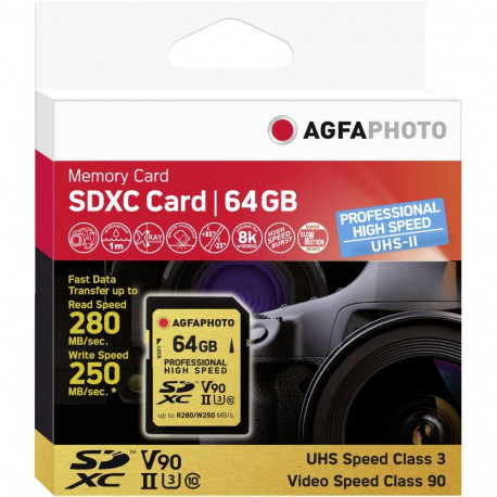 AgfaPhoto SDXC UHS II 64GB professionaalne suure kiirusega U3 V90